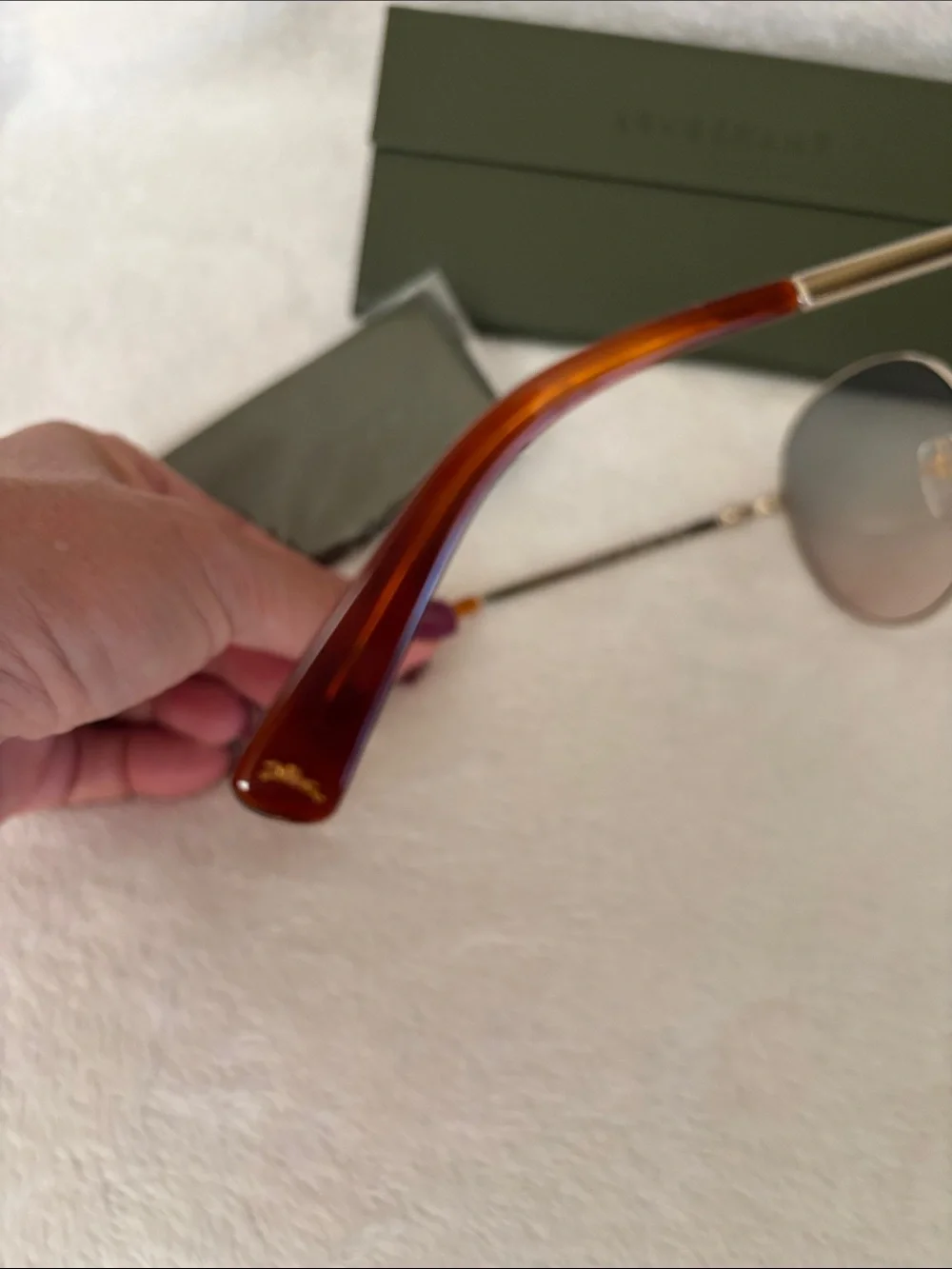 Longchamp Gold Frame Sunglasses with Brown Gradient Lenses